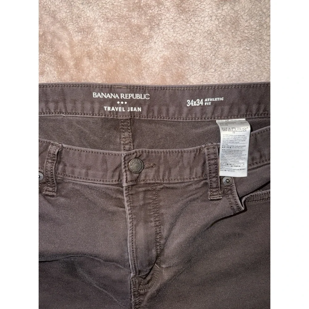 Banana Republic Travel Jean Athletic Fit Cabin Brown Stretch 34W 34L